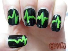 EKG Nails Punk Nails, Daily Nail, Nail Swag, Nail Polish Designs, Funky Nails, Cool Nail Designs, Beauty Ideas, Types Of Nails