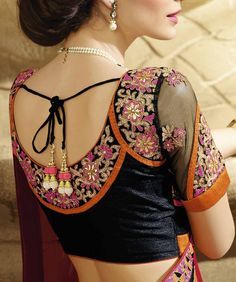 Gorgeous sheer sari or saree blouse. Indian fashion. Sari Blouses, Blouse Indian, Latest Blouse Designs, Blouse Design Images, Blouse Designs Indian, Salwar Kamiz