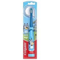 The Bluey Colgate Kids Battery Toothbrush is a kids toothbrush that provides fun toothbrushing to keep children’s teeth clean and sweep away plaque. With a vibrating brush head, this kids vibrating toothbrush cleans better than a manual toothbrush. The kids toothbrush features a small, oscillating head with extra soft bristles that are gentle on delicate gums. This vibrating toothbrush for kids is battery-powered, so it’s easy to recharge wherever you are (1 AA battery is included). Get the clas Colgate Toothbrush, Colgate Palmolive, Toothbrush Accessories, Power Toothbrush, Brush Teeth Kids, Dental Kids, Blue Lizard, Manual Toothbrush, Soft Toothbrush