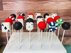 several cake pops are arranged on top of each other in the shape of dices