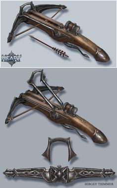 Hand Crossbow, Archery Bows, Longbow, Bow Arrows, Fantasy Armor, Crossbow, Prop Design, 판타지 아트, Fantasy Rpg