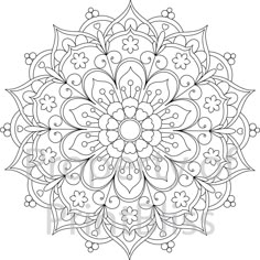 a black and white circular flower design