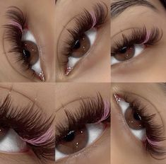 Lash Ideas With Color, Red And White Lash Extensions, Rainbow Eyelash Extensions, Burgundy Lash Extensions, Valentine Lashes Extensions, Sparkly Lash Extensions, Pink And White Lash Extensions, Color Lash Sets, Lash Color Extensions