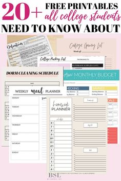 the free printables for college students need to know about their school plans and schedules