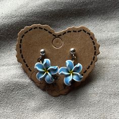 Bought In Hawaii, Brand New And Never Worn Casual Blue Earrings For Pierced Ears, Blue Plumeria, Blue Hawaiian, Pierced Ears, Cute Jewelry, Flower Earrings, Ear Piercings, Hawaii, Dangle Earrings