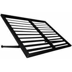 a black metal rack with two bars attached to the back of it, on a white background