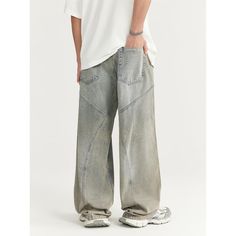 Light Blue Washed Wide-Leg Baggy Jeans Fabric: 86.5% Cotton+7.5% Viscose+6% Polyester Size: S, M, L, XL, Multiple Color Selections: Blue Season: Spring, Fall, Winter Stitching Jeans, Dance Pants Hip Hop, Dance Pants, Gray Jeans, Shorts Sweatpants, Tactical Pants, Solid Color Shirt, Outdoor Jacket, Sweat Shorts