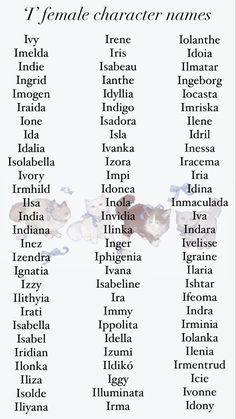 Girl names beginning in the letter ‘I’. Character Names Ideas With Meaning, Name For Characters Female, Royalty Names Daughters, British Female Names, British Last Names For Characters, Medieval Fantasy Names, Dnd Names Female, Main Character Names Female, Mythical Female Names