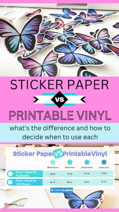 the printable sticker paper is being used to make butterflies