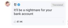 the tweet is asking people to pay for their bank account and it'll be a nightmares for your bank account