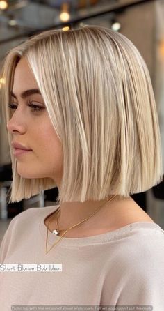 Short Blonde Bob Ideas | Short hair | Low taper fade haircut | Short Blonde hair | Shoulder length hair Subtly Layered Sandy Blonde Bob. Cut slightly shorter in the back for extra volume on the crown, this multi-tone  bob has only a few weight-removing layers to support the dimensional color scheme. Short Bob Hairstyles Blonde, Short Hair Low Taper, Blonde Hair Shoulder Length, Fade Haircut Short, Short Blonde Bob, Hair Bobs, Champagne Blonde Hair, Low Taper Fade Haircut, Bob Ideas