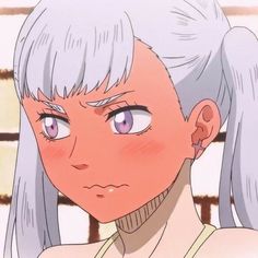 an anime character with grey hair and blue eyes