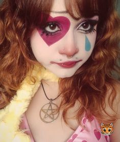 inspired by pietro (animal crossing) clown makeup look Halloween Cute Face Paint, Halloween White Face Makeup, Clown Outfits Halloween, Simple Clown Face Paint, Cat Clown Makeup, Clown Makeup Traditional, Peridot Clown Makeup, Clown Faces Makeup, Fun Makeup Looks Halloween