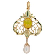 Opal, pearl Vintage style pendant. 14k gold pendant with opal and pearl. Victorian/Art-deco opal, pearl pendant. Teardrop pearl pendant. Weight: 3.35 gr. depends from size Metal: 14k gold Gemstones (all are tested by proffesional gemmologist): Opal: oval cabochon cut, - 1.5 ct, semi-transparent, multicolor. Freshwater cultivated Pearl - pear, 8.2x6 mm, white color. Diamonds: round brilliant shape, 4 pieces - 0.01 ct each - 0.04 total, Si clarity, H color. october24 Pin Pendant, Bespoke Jewellery, Modern Necklaces, Modern Pendant, Love Ring, Jewelry Companies, Gold Jewelry Fashion, Jewelry Business, Pearl Pendant