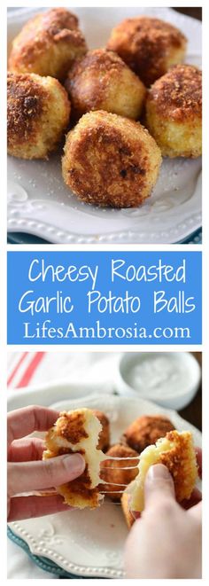 cheese roasted garlic potato balls are an easy appetizer to serve on the grill