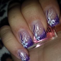 Pink Nail Art Designs, Ombre Nails Glitter, Purple Nail Designs, Finger Nails, Pink Nail Art, Y2k Nails