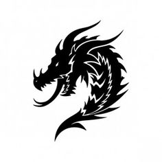 a black and white silhouette of a dragon