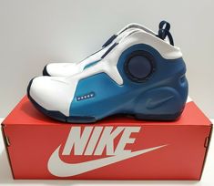 New with Box Men's Nike Air Flightposite 2 "Olympic" Foamposite Men's Basketball Shoes CD7399-100 Size - 6.5 Color - White/Midnight Navy-Blue Gaze All my shoes are brand new in original box and 100% Authentic Guaranteed!!!  I don't sell fake, counterfeit, or knockoff shoes. Period!!!  Shoes come from a smoke free and pet free environment.  Shoes come with 2 to 3 days free priority shipping with tracking number.  Feel free to check all our pictures and positive feedback for great service we provi Nike Fashion Shoes, Black Shoes Men, Nike High, Gentleman Shoes, Tenis Nike, Nike Air Shoes, Foam Posites, Nike Basketball Shoes, Sports Pictures