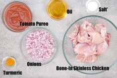 the ingredients to make this dish include chicken, onion, salt and oil