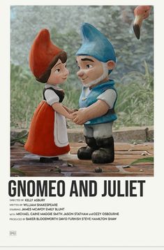 an advertisement for gnome and juliat featuring two children holding hands, with the caption'gnome and juliat '