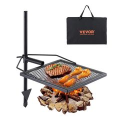 a grill with some meat on it and a bag next to it that says vevor