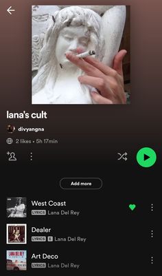 an iphone screen showing the music player for lana's cult