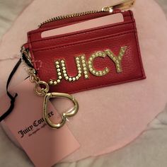 Never Been Used , 2 Card Pockets On Each Sides And Zip Up Closure. Divinely Protected, Chili Red, Red Card, Couture Bags, Juicy Couture Bags, Card Case, Chili