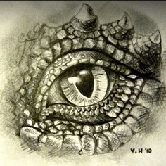 a drawing of an eye that looks like a crocodile's head with its eyes open