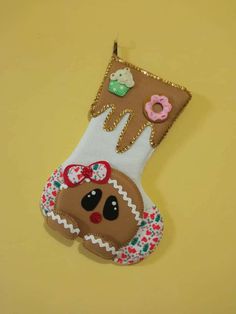 a christmas stocking with a ginger on it