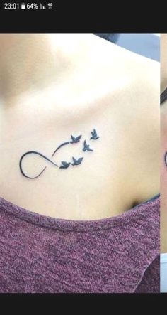 two pictures with birds flying in the air and one has a tattoo on it's chest