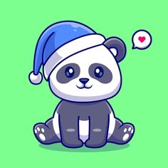 a cartoon panda bear wearing a santa hat