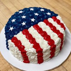 an american flag cake on a white plate