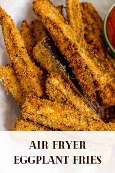 air fryer eggplant fries with ketchup on the side