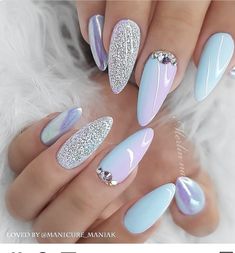 Nail Designs Pictures, Fantasy Nails, Cute Acrylic Nail Designs, Her Nails, Almond Nails Designs, Popular Nails, Fancy Nails, Nail Polishes, Cute Acrylic Nails