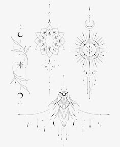 four different designs with stars and moon in the middle, one on top of the other