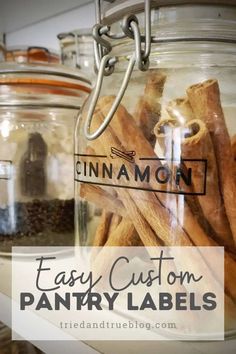 easy custom pantry labels for cinnamon sticks