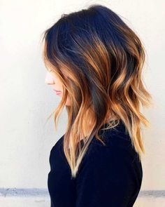 Highlights With Wavy Hair Brunette Ombre, Brunette Balayage, Ombré Hair, Long Bob Hairstyles, Ombre Hair Color, Short Hairstyle, Long Wavy Hair, Hair Color Balayage