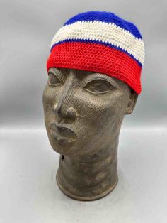 This hand knit 100% cotton kufi is one of the most common kufis worn by African men, this one specifically in Burkina Faso where it was made. It's interior rim circumference is 21" and is very stretchy so it should fit even some of the largest heads. African Men, Skull Cap, Cotton Knit, Hand Knitting, Hats For Men, Caps Hats, Accessories Hats, Winter Hats, The 100