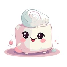 a cartoon marshmallow with a towel on it's head sitting on the ground