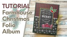 a christmas card with the words, farmhouse christmas follo album on it and an image of a red truck