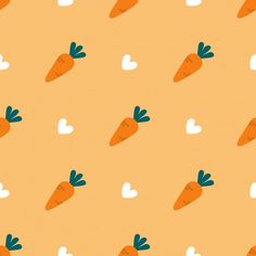 carrots and hearts on an orange background for wallpaper or wrapping paper, with the shape of a heart in the middle