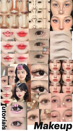 Futuristic Makeup, Asian Makeup Tutorials, Korean Makeup Tips, Bentuk Alis, Nose Makeup, Simple Makeup Tips, Makeup Books, Doll Eye Makeup, Makeup Face Charts