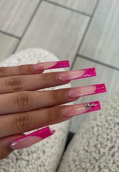 Acrylic Nails Long, Nails Long Square, Beginner Nail Designs, Long Square Nails, Square Nail, Glamour Nails, Nails Now, French Tip Acrylic Nails, Work Nails