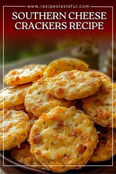 a plate full of crackers with the words southern cheese crackers recipe