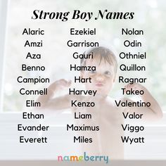 a young boy standing in front of a window with the names of his favorite boys