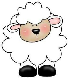 a white sheep with black feet and pink cheeks standing in front of a white background