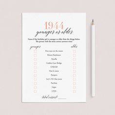 a pink and black wedding ceremony checklist with a pencil next to it on a white surface