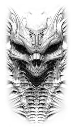 the face of an alien creature in black and white art print on a white background