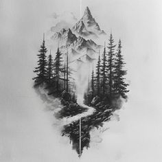 Adventure Body Art Tattoo Stencil Kit Mens Nature Tattoo Ideas, Deer And Forest Tattoo, Tn Tattoo Tennessee, Covered Bridge Tattoo, North Star Compass Tattoo Design, Mountains And River Tattoo, Wolf In Woods Tattoo, Mountain Background Tattoo, Mountain Sleeve Tattoos For Guys