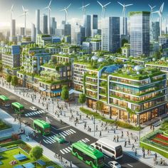 an artist's rendering of a green city